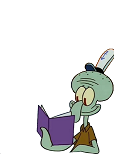 Squidward reading a book